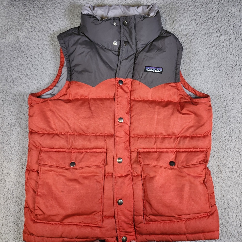 Patagonia Goose Down Sweater Vest Mens XS Extra Small Gray Red Combo Jacket